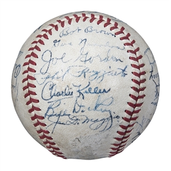 1946 New York Yankees Team Signed OAL Harridge Baseball With 27 Signatures Including DiMaggio, Dickey & Rizzuto (PSA/DNA)